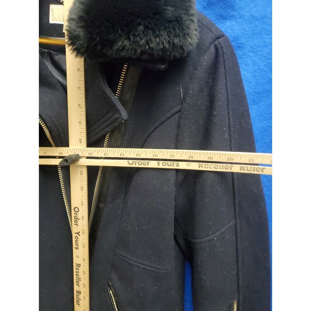 Michael Kors Jacket Women's L Black Wool Blend Coat Zip Up Pockets - Picture 8 of 16